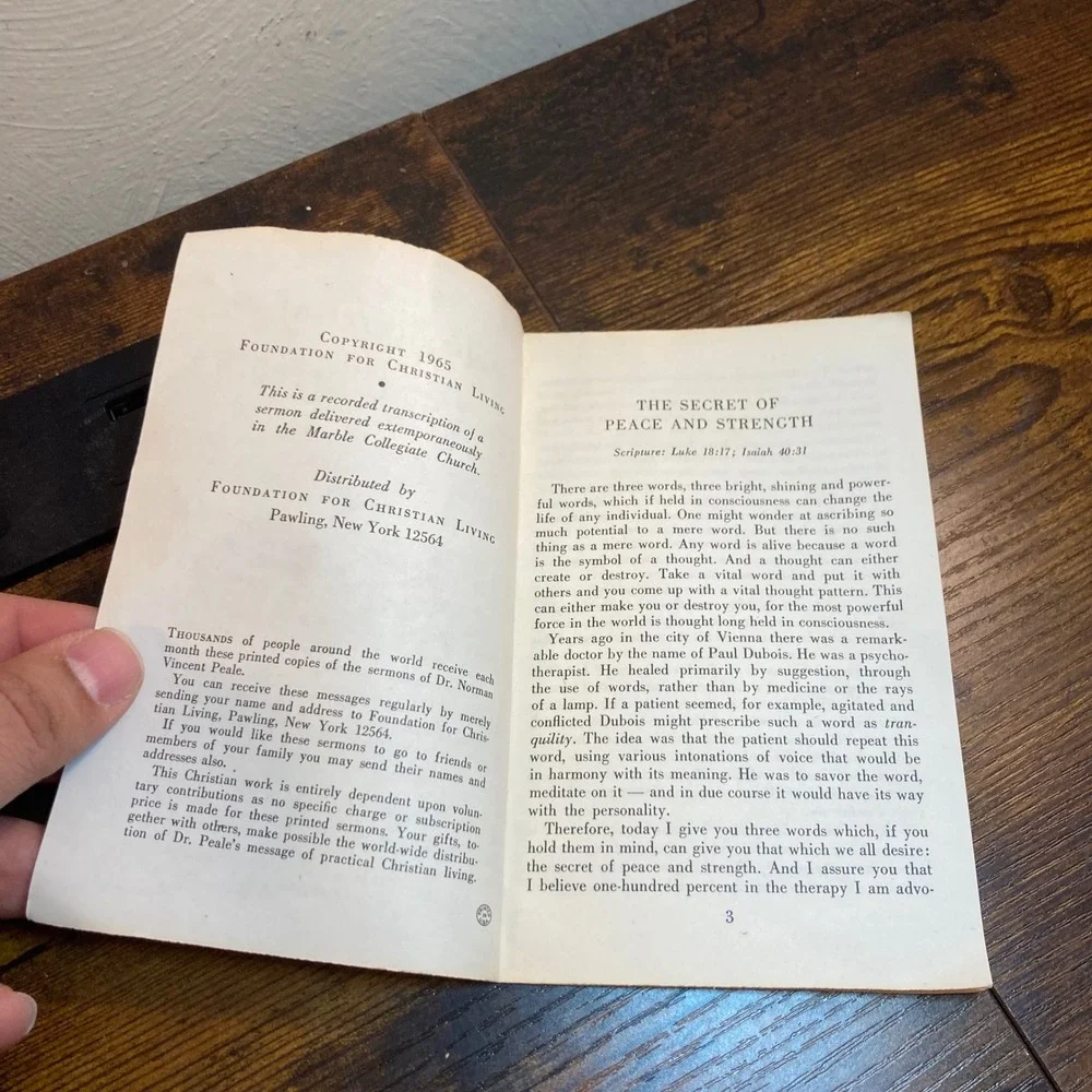 Secret of Peace and Strength 1965 Dr Norman Vincent Peale Reformed Protestant